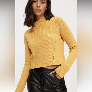 NWT raw cut sweater by Kuwallatee in amber gold